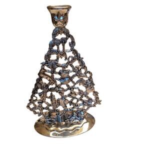 Vintage Godinger Silver Plated Christmas Tree Candle Holder Collectible